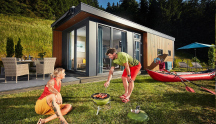 Camping Seeblick Toni 2+2P Panorama Chalets, Küche, Badezimmer, Dusche und WC