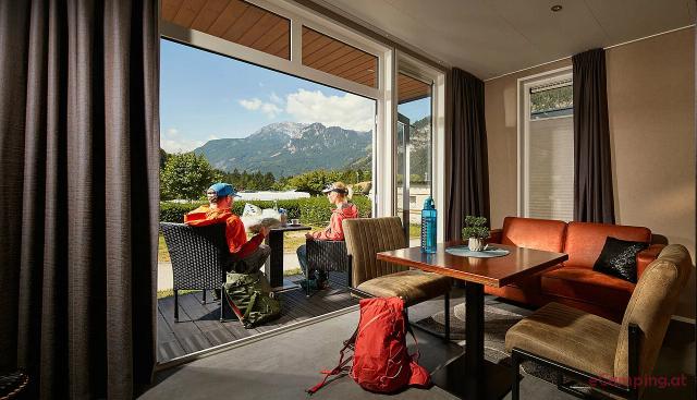 Camping Seeblick Toni 2P Studios, Küche, Badezimmer, Dusche und WC